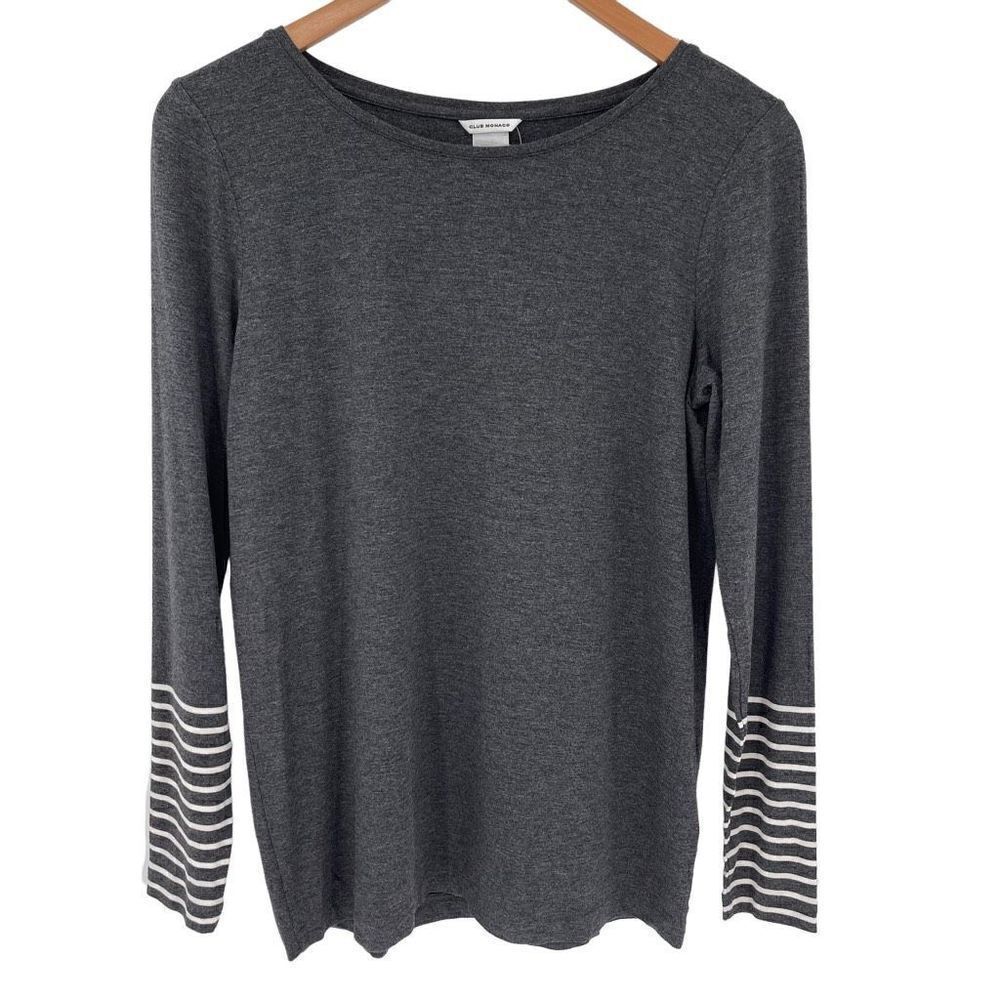 Club Monaco Lutecia Top Long‎ Sleeve Soft Charcoal Grey Women Medium Casual NWT